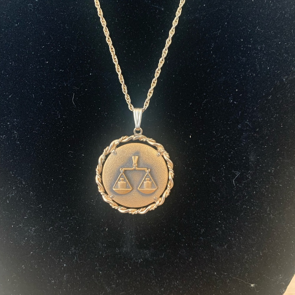 Gold Colored Libra Pendant Necklace